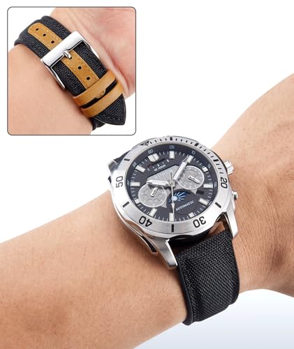 Image of BINLUN Nylon Silicone Watch Bands 18mm 19mm 20mm 21mm 22mm Quick Release Canvas Rubber Hybrid Watch Strap Replacement Watchband for Men Women 9 Colors Silver /Black Buckle