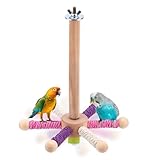 Perchoir Rotatif pour Oiseaux, Jouet Interactif, Support Perroquets Balançoire en Bois Exercice d'Escalade Accessoires Cages pour Perruches Calopsittes Inséparables et Perruches Ondulées
