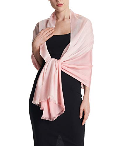 Silky Soft Pashmina Shawl Wraps for Women, Chiffon Scarf for Evening Wedding, Sheer Blush Blend