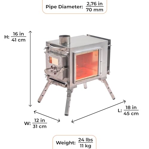 RBM Outdoors Caminus S Wood Burning Camp Stove for Tents, Stainless Steel - Image 2