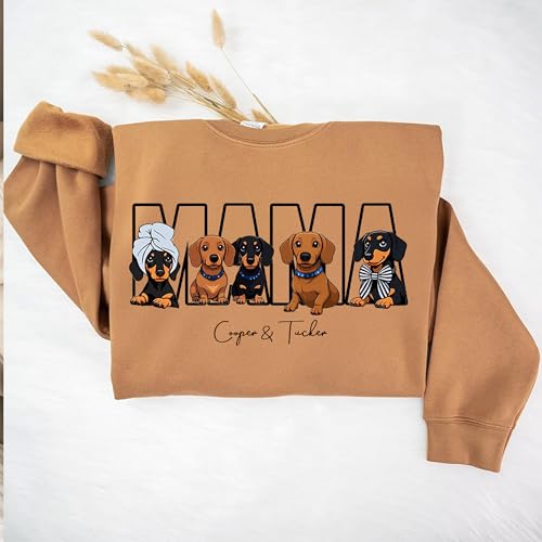 Personalized Cartoon Dog Portrait Sweatshirt with Name, Custom Dog Mom Sweater, Pet Lover Gift3