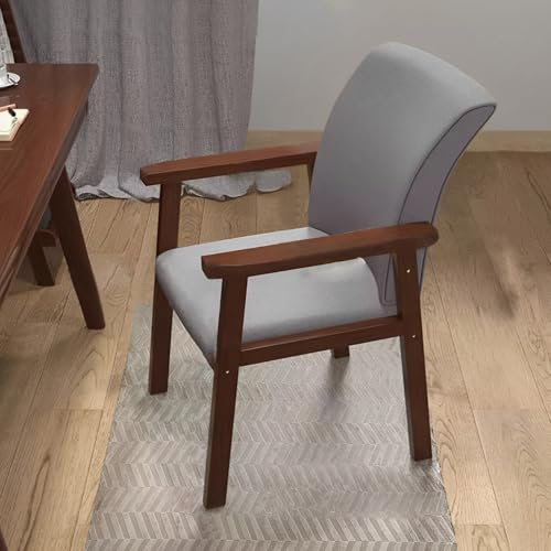 Elegante silla de comedor de madera maciza con reposabrazos para cocina, oficina, sala de estar, cómodo asiento de color café, muebles versátiles para el hogar
