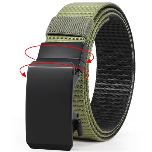 BELTROAD Nylon Ratchet Belt for Men, One Golf Belt for 2 Colors Fit 30-46" Waist, Men's Tactical Belt Military Belts Rotatable Buckle