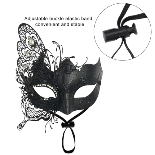 Qavctw Masquerade Half Face Mask Metal Mystery Men Women Halloween Ball Mask Laser Cut Metal Venetian Mask Mardi Gras Halloween Ball Mask - Image 2