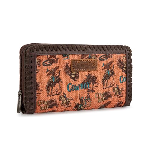 Image of Montana West X Warngler Brown Wallets for Women Western Cowboy Credit Card Wallets, Card Cases & Money Organizers Large Capacity Bifold Wallet Womens Female Ladies Clutch Wallet