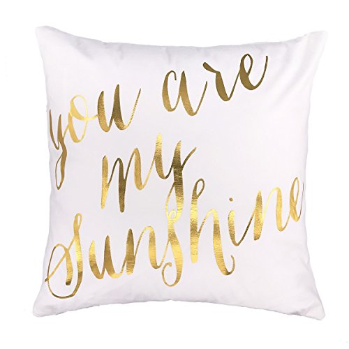 4TH Emotion Gold You are My Sunshine Love Throw Pillow Case Cushion Cover Cotton Polyester 18 x 18 Inch Valentine's Day Home Decoration