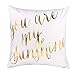 4TH Emotion Gold You Are My Sunshine Love Throw Pillow Case Cushion Cover Cotton Polyester 18 x 18 Inch Valentine's Day Home Decoration