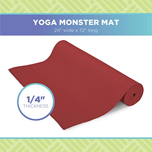 Bean Products Extra Thick Adult Yoga Mat | 6Mm (¼”) Thick X 72” L X 24” W | Larger, Thicker & More Comfortable | Non-Toxic, Sgs Certified | Non-Skid & Non-Slip Eco Friendly Exercise Gym Mat | Cardinal #TOP2