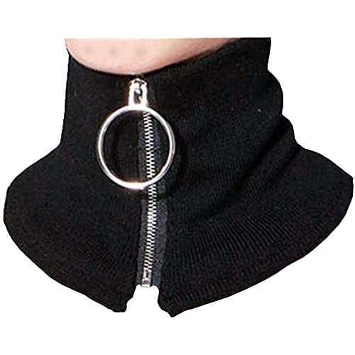 Knitted Collar For Women Men Detachable High Collar Scarves Lapel Wrap Zipper Choker For Off Shoulder Clothing Black #TOP7