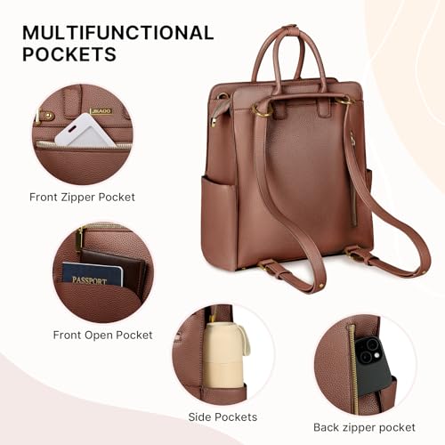 Image of JKAOO Backpack Purse for Women PU Leather Travel Backpack, Brown | 4 in 1 Designer Convertible, Removable Strap