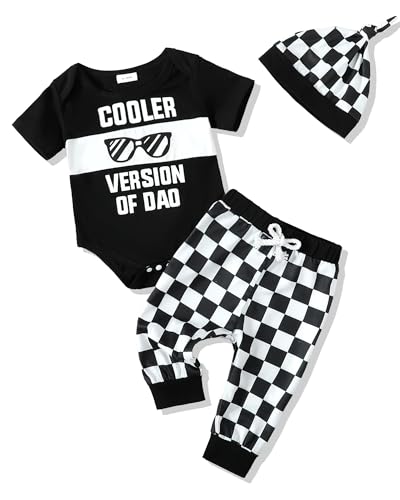 Image of NZRVAWS Baby Boy Clothes 6-9 Months Infant Boy 6-12 Month Outfits Plaid Romper Long Pants Set Hat 3PC Summer Clothing
