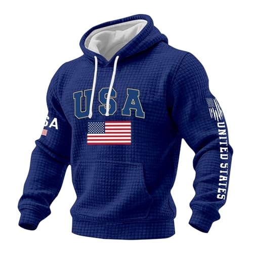 Sudadera anti UV hombre con capucha de la bandera americana azul talla L
