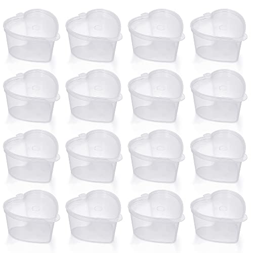 Disposable Plastic Cups with Leak-Proof Lids and Heart-Shaped Souffle Jello Condiment Containers - 100 Sets 1.5 oz Each