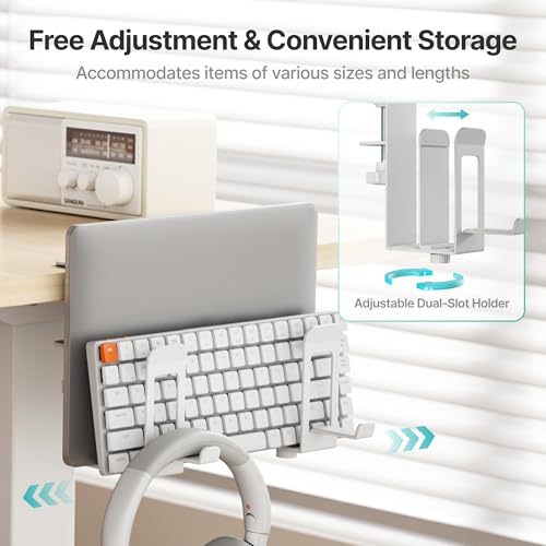 Image of PEGZONE Laptop Stand Vertical, 2-Slot Under Desk Laptop Holder, White