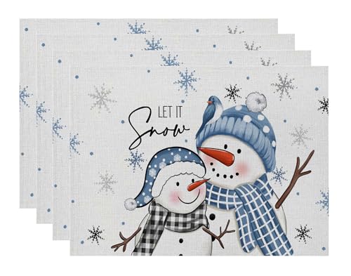 4er Set Platzset Weihnachten Tischset Weihnachten Leinen Platzdeckchen...