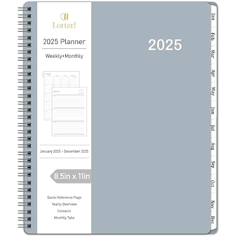 2025 Planner - 2025 Weekly Monthly Planner from Jan. 2025 to Dec. 2025, Calendar Planner with Spiral Bound, Inner Pocket, 2025 Planner 8.5'' x 11'' Cover