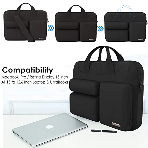 Image of Probus 360 Protective Laptop Shoulder Bag for 15.6 Inch Laptop /MacBook /Chromebook /Notebook Water Resistant Sleeve Case Cover Office Bag - Black