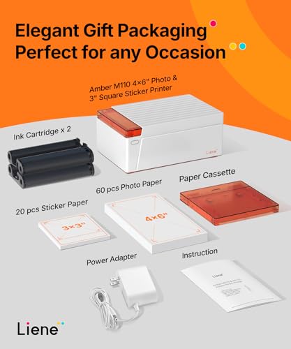 Liene Amber M110 Bluetooth Photo Printer 80 Sheets,
