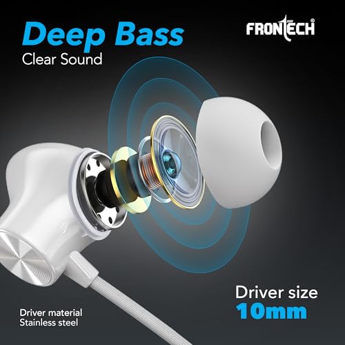 Image of FRONTECH Neoband Wireless Neckband Earphones | 200Mah | 24Hrs Playtime | 10mm Deep Bass Drivers | Type-C Fast Charging (EF-0093)