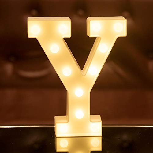 LED Letter Lights Alphabet Light Up Sign for Night Light Home Party Birthday Wedding Bar Decoration LED Letter Battery Powered Christmas Night Light Lamp Home Bar Decoration (Y)