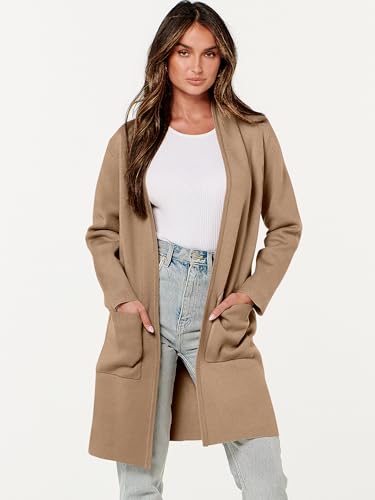 Image of ANRABESS Cardigan Sweater for Women Casual 2026 Fall Fashion Coat Long Sleeve Open Front Knit Coatigan Outwear