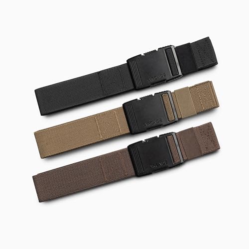 Arcade Belts Hardware Utility Belt 3-Piece Bundle: High Grade, Heavy Duty Stretch, Metal Free Buckles - Black, Coyote, Mud