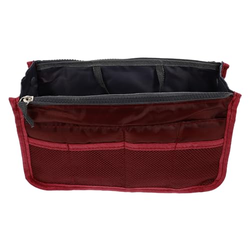 ORFOFE Bolsa Interior para Bolso Plegable de Nailon Resistente Multicapa Múltiples Bolsillos Gran Capacidad en Color Vino Tinto Organizador Práctico para Cosméticos y Accesorios de