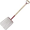 Fiskars Aardappelvork met 10 tanden, lengte: 126 cm, knoestvrij essenhout/staal, rood, Classic, 1003693