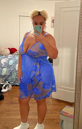 Image of Women's Lingerie Lace Babydoll Plus Size Sleepwear Nightwear Mesh Chemise