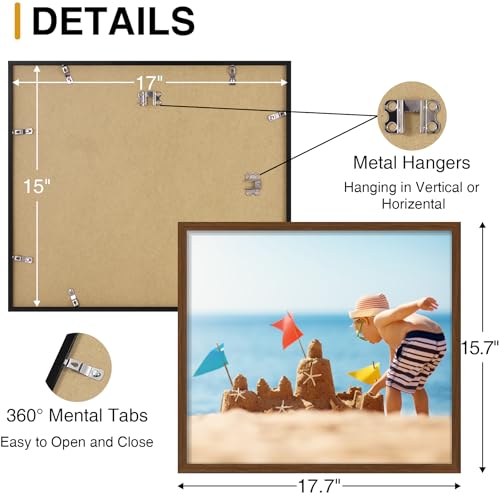 decorUhome 15x17 Picture Frames Collage Wall Decor, Display 7Pcs 4x6 Photos with Mat or 1Pcs 15x17 Unmatted, 7 4x6 Collage Picture Frames for Wall Mounting, Brown