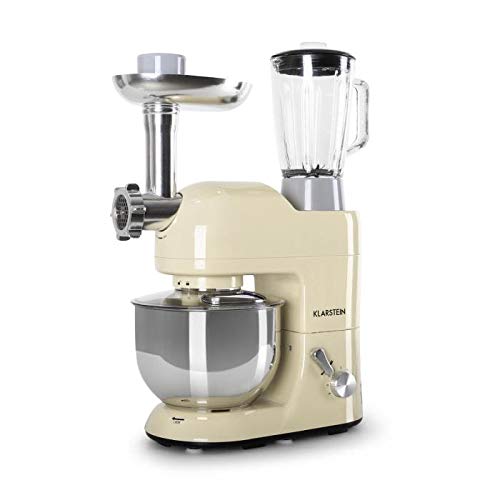 KLARSTEIN Lucia Morena • Multifunction Stand Mixer • Kitchen Machine •1300 Watts • 5.3 qt Bowl • 1.3 qt Mixing Glass • Meat Grinder • Pasta Maker • Blender • Adjustable Speed • Cream - Thumbnail 3