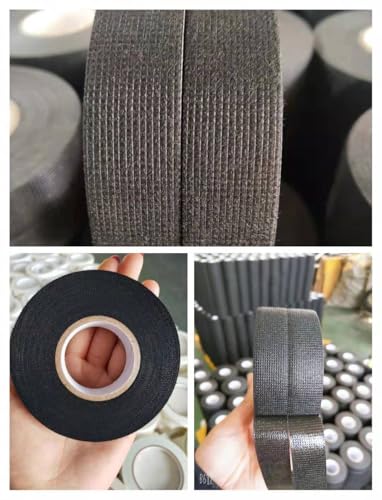 Image of Wire Harness Cloth Electrical Tape, Noise Damping Heat Proof Car Wrap Tape, Self-Adhesive Fabric Tape for Automotive Electrical Cable, Black (6, Width:19mm (6 Roll))