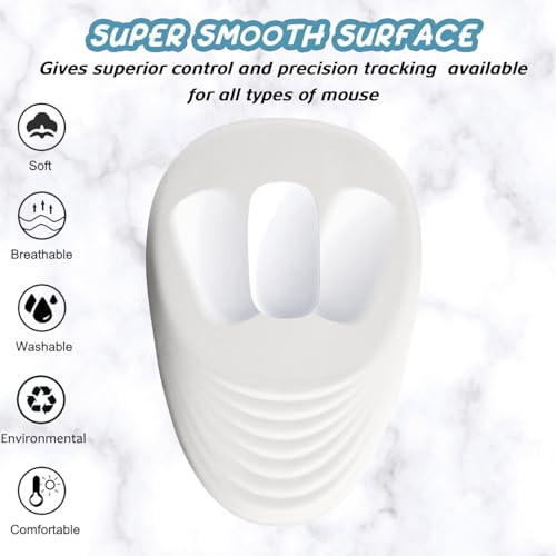 Ergonomic Mouse Pad Wrist Support, White Mouse Pad with Wrist Rest, Entire Memory Foam & Non-Slip PU Base MousePads with Massage Design for Pain Relief, Desk, Office, 12" x 8" x 1.2" Inch - Image 5