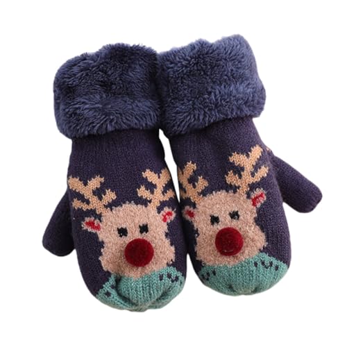 1pair Boy Girl Cartoon Christmas Gloves Full Finger Mitten Hand for Boys and Girls Neck Strap Cute Outdoor Wear for Cold Weather Fun