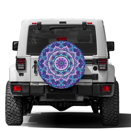 Image of Bohemian Style Mandala Print Spare Tire Cover Dust-Proof Wheel Tire Cover Fit Trailer, RV, SUV and Many Vehicle 16 Inch