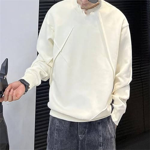 Winter Edition Trendy Solid Color Design Sense Round Neck Thickened Loose Handsome Men's Sweater4