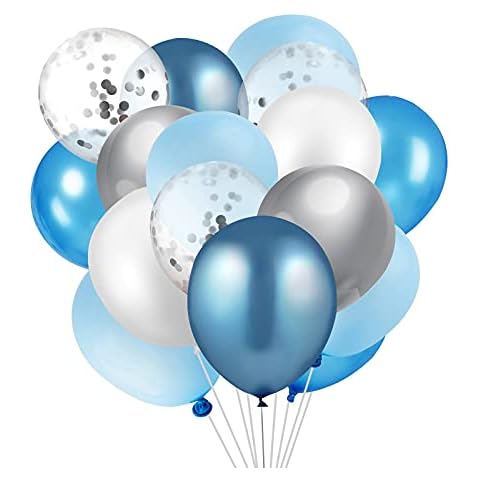 60Pcs Balloons Set, 12 Inches Navy Blue Balloons gold Metallic Balloons white Latex Balloons Confetti Balloons Helium Balloons for Wedding Birthday Party Decoration Cover