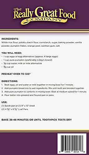 Really Great Food Company – Gluten Free Pumpkin Bread Mix – Large 19 Ounce Box - No Nuts, Soy, Dairy, Eggs - Vegan, Kosher, Non-Gmo And Plant Based #TOP1