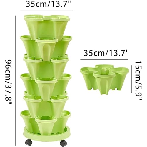 Pot de fleurs vertical empilable 6 niveaux plastique pour culture de poivrons - 3