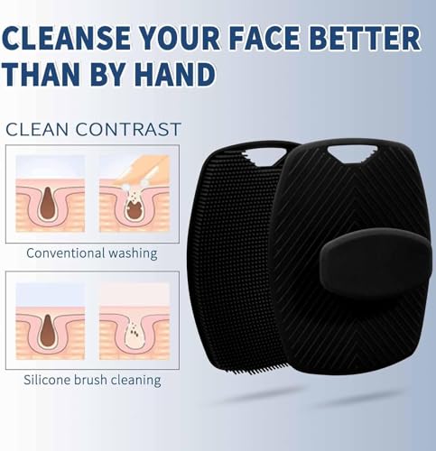 Image of Xmart India Silicone Body Scrubber Bath Brush,Lather Boosting & Exfoliating Scrubber for Nourishing Skin, No-Slip Handle, Body Exfoliator for Men & Women, Effective Skin Cleaning(1 Pc,Black)