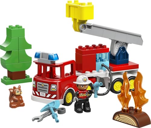 Image of LEGO DUPLO Town Fire Truck with Hose and Firefighter Emergency Rescue Vehicle Toy - 10473
