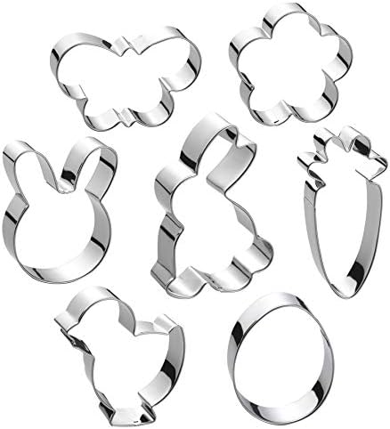 Easter Cookie Cutter Set - 7 piece - Egg, Carrot, Bunny, Flower, Chick, Bunny Face and Butterfly