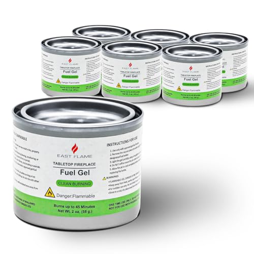 EAST FLAME Bioethanol Gel Fuel Cans – Clean-Burning Indoor Fuel for Making S’Mores, Chafing Dish Fuel Cans, No Ash or Soot, Smokeless & Odorless for Indoor Fire Pits & Fireplaces, 3-Hour Burn Time