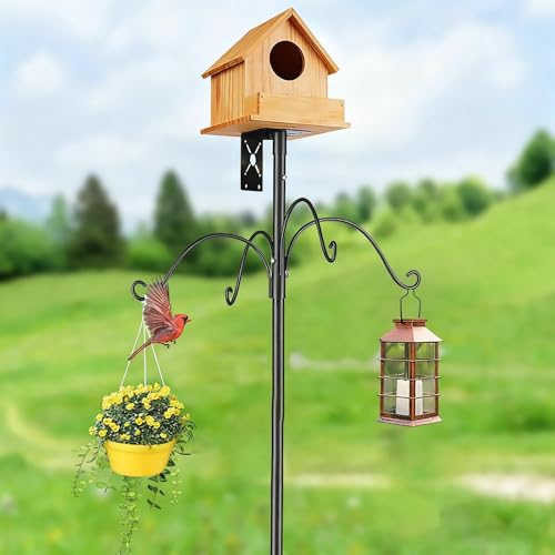 Poste de casa de pájaros ajustable con estaca de tierra para comederos exteriores 4