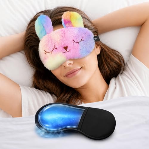 Image of Jenna Eye Mask for Sleeping with Adjustable Strap Super Soft Sleeping Mask Blind Fold for Comfortable Sleep Travelling Sleep Mask Pad for Girls Sleeping (Bunny-Multi-Gel)