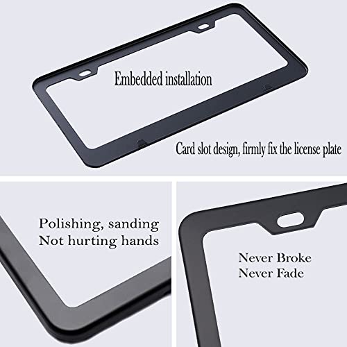 2 Pieces Fit Aluminum Alloy Black License Plate Frame , Applicable To Standard Us License Plate Frame (Fit For H.n.da Black) #TOP1