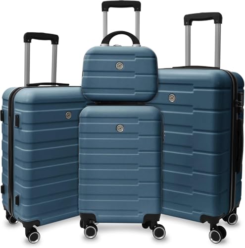 Hardshell Luggage Sets with TSA Lock, Large Suitcases with Spinner Wheels, Rolling Luggage Sets, Carry On Luggage, Lightweight Durable Design, Great Choice for Travel, Business(4PCS Blue)