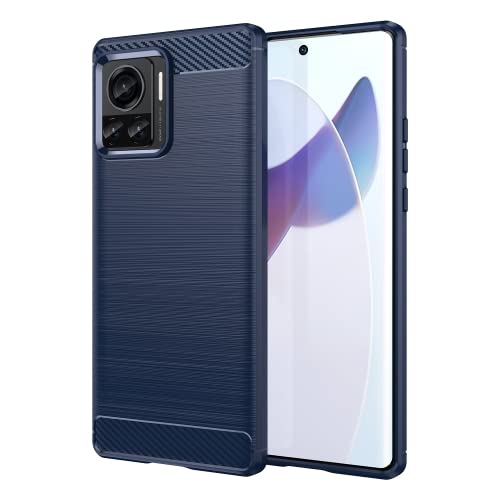 Image of NPRC Hybrid Ultra Slim Protective Case TPU Non-Slip Carbon Fiber Texture Shockproof Case Cover for Moto Edge 30 - Blue
