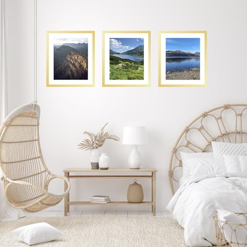 Image of JCJMY 20x24 Picture Frame with 16x20 Mat, Display Photo 16x20 with Mat or 20 x 24 Without Mat, Wall Hanging Large 20 by 24 Poster Frame with Plexiglass, Gold