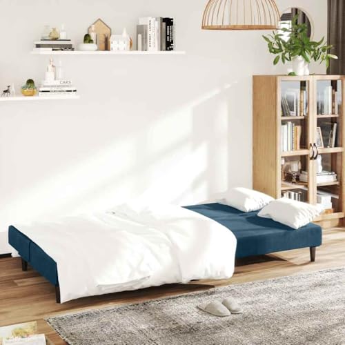 Sofá cama moderno de 200 cm para salón y apartamentos pequeños en terciopelo azul 4